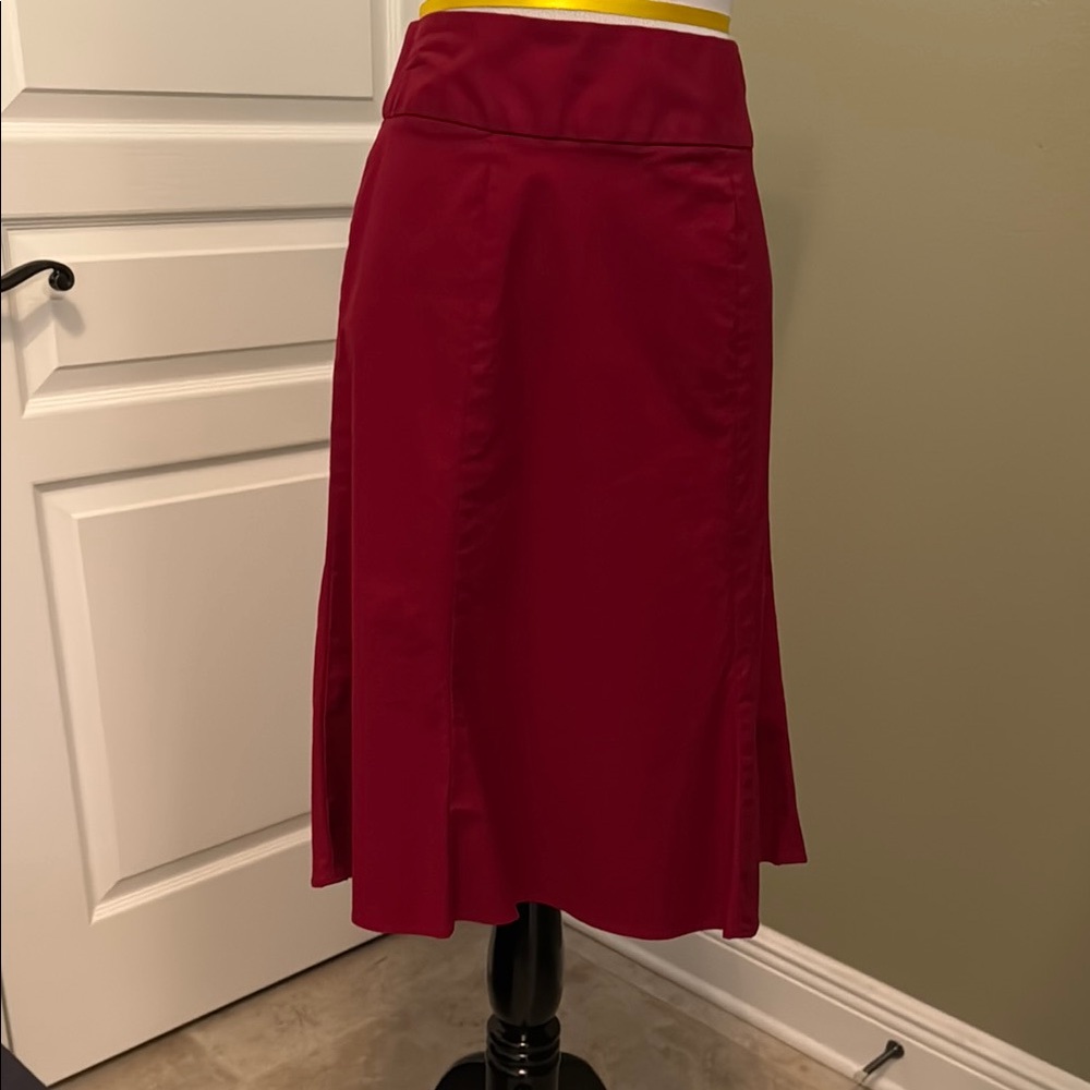 GAP Red Midi A-Line Skirt with Pleats